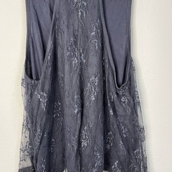 Active Basic Women's Gray Lace Racerback Tank Top Small Flowy Boho Chic - Picture 9 of 15